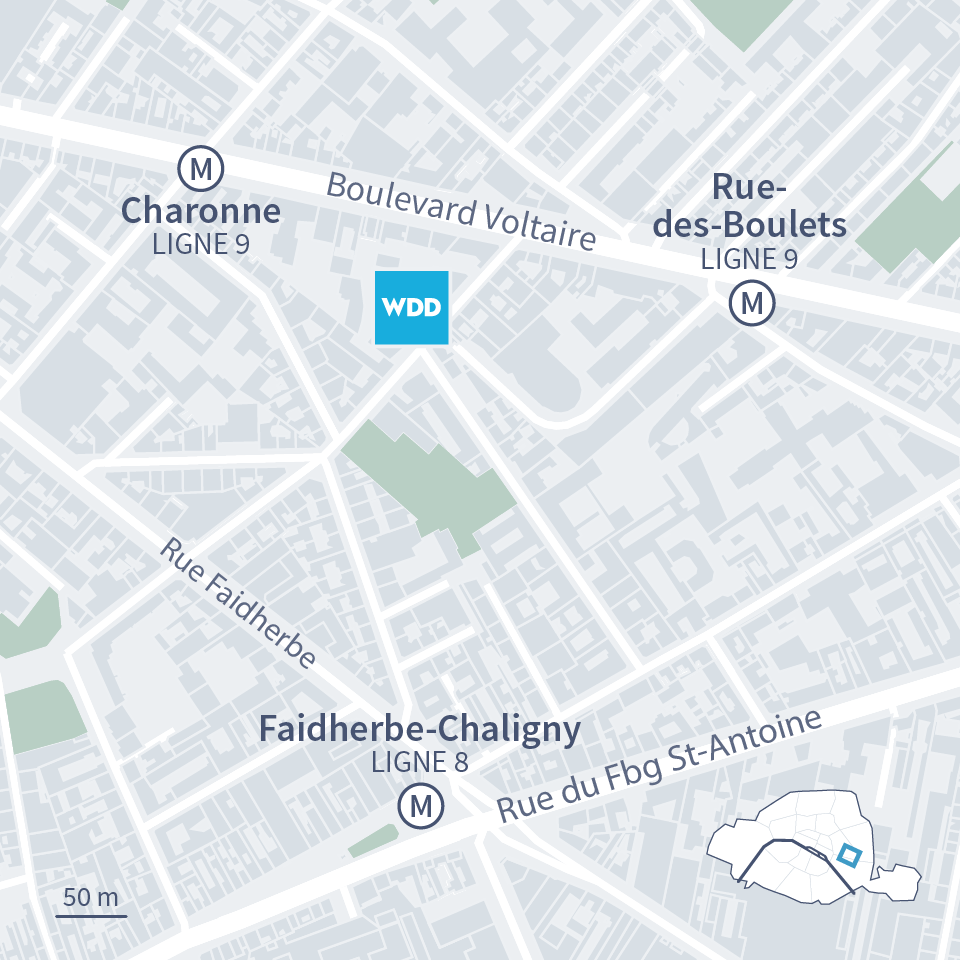 Plan d'accès au bureau WeDoData, 35 rue Chanzy, Paris 11e